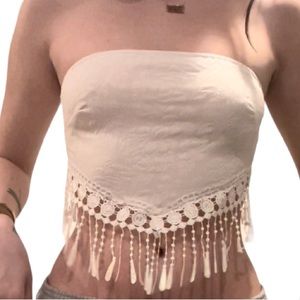 white embroidered tube top